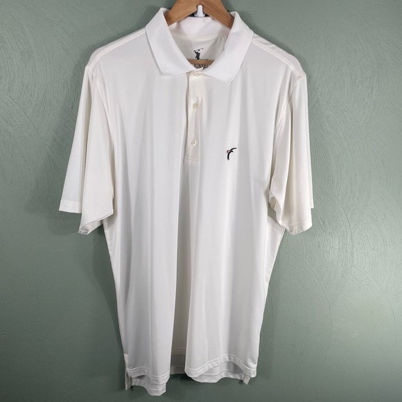 F & G Tech Golf White Polo Performance Short Sleeve Outdoor Men Shirt Size XL - Picture 7 of 8